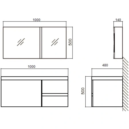 Раковина 100x48 см BelBagno Luce BB1000AB