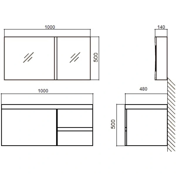 Раковина 100x48 см BelBagno Luce BB1000AB