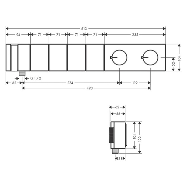 Термостатический смеситель для душа Axor Edge 46721000 с душевым гарнитуром