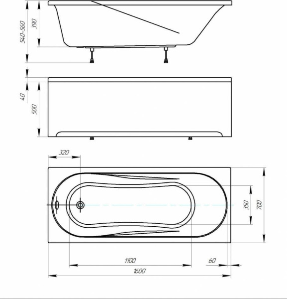 Акриловая ванна Aquatek Либерти Lifestyle 160x70 BER160-0000001