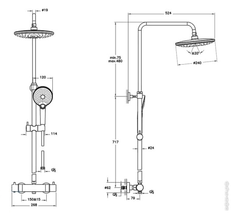 Душевая система Vitra Aquaheat Bliss A4720536EXP черный
