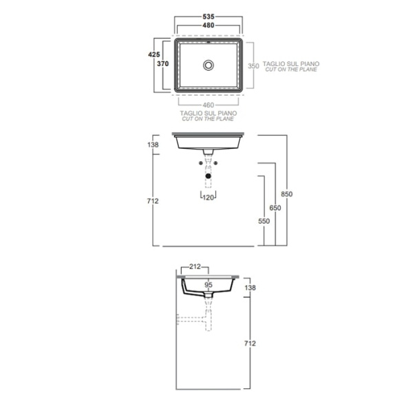 Раковина Simas Lavabi d'arredo 48 S59 cemento matt*0 цемент матовый