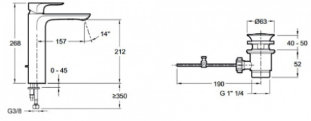Смеситель для раковины Jacob Delafon Aleo E72298-4-CP