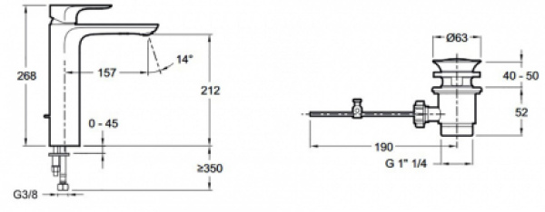 Смеситель для раковины Jacob Delafon Aleo E72298-4-CP
