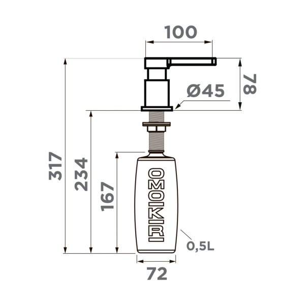 Дозатор Omoikiri OM-04 4995051 вороненая сталь