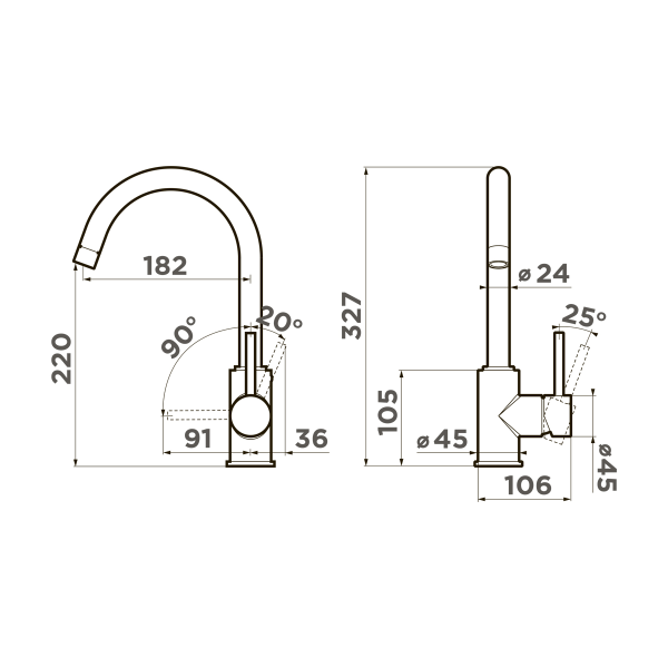 Смеситель для кухни Omoikiri Shinagawa 4974110 бежевый