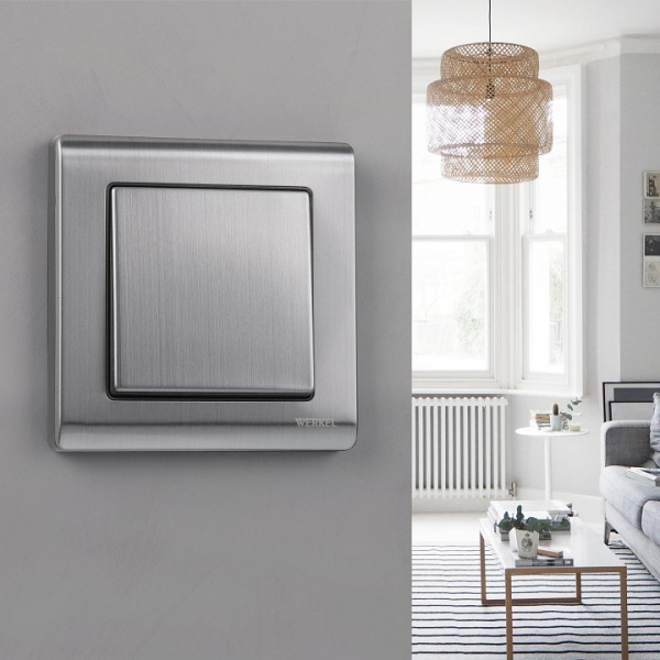 Выключатель одноклавишный без рамки Werkel глянцевый никель W1110002