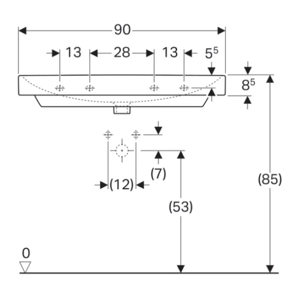 Раковина 90x48 см Geberit Smyle Square 500.251.01.1