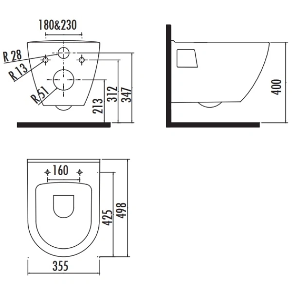 Унитаз подвесной Creavit Terra TP325.000W0 с функцией биде, белый/золото