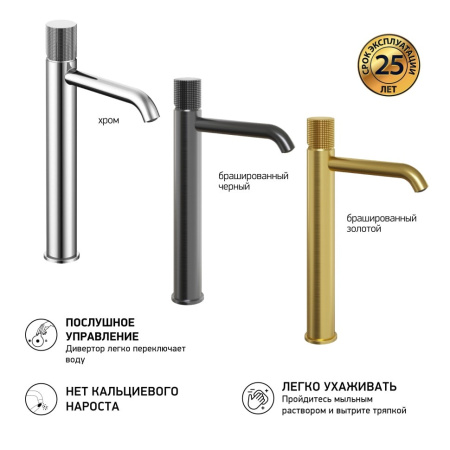 Смеситель для раковины Paini Grip 7GPZ205OLL черный матовый
