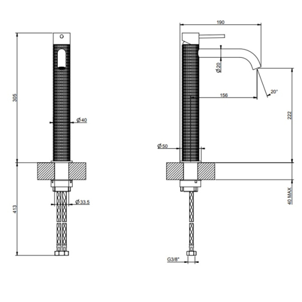 Смеситель для раковины Gessi 316 54206#707 черный матовый