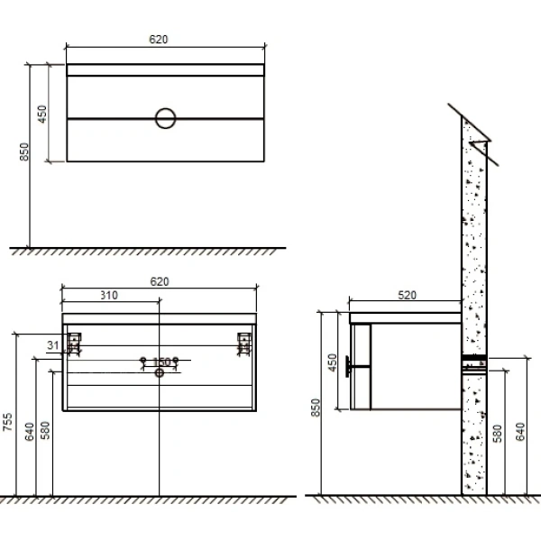 Раковина 62x52 см BelBagno Senso SENSO-620-LVB