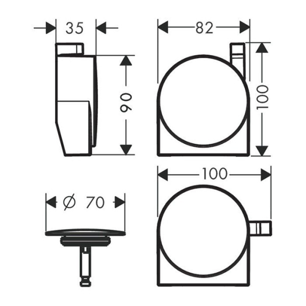 Внешняя часть излива на ванну hansgrohe Exafill S 58117670 с набором для слива и перелива черный матовый