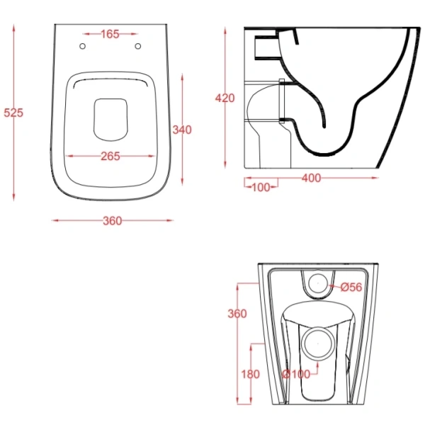 Приставной безободковый унитаз Artceram A16 ASV004 03 00