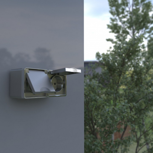 Розетка влагозащищенная с заземлением и со шторками Werkel Gallant (серебряный) W5071206