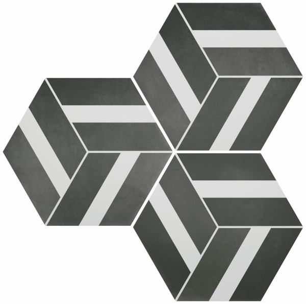DURSTONE SIX Cementine Керамогранит Bari Black 23x27 глазурованный матовый
