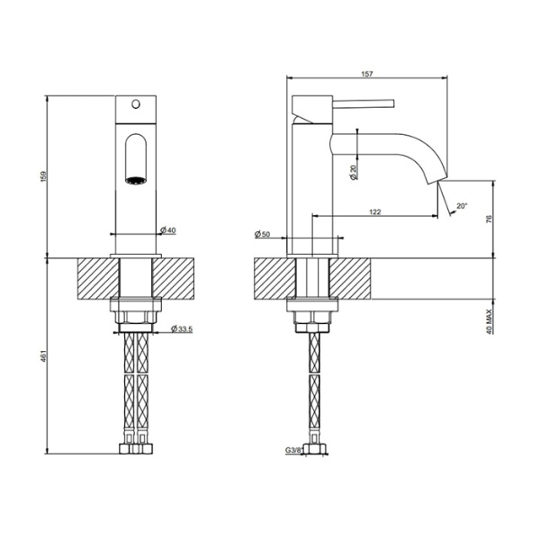 Смеситель для раковины Gessi 316 54002#727 золото