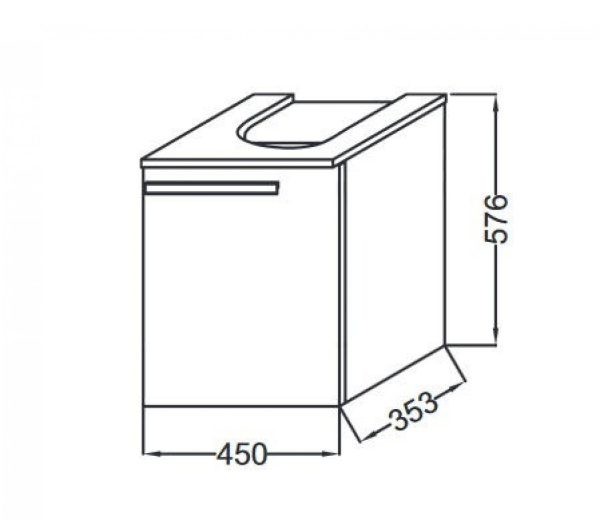 Тумба под раковину 45 см Jacob Delafon Struktura EB1397D-N18 белый блестящий