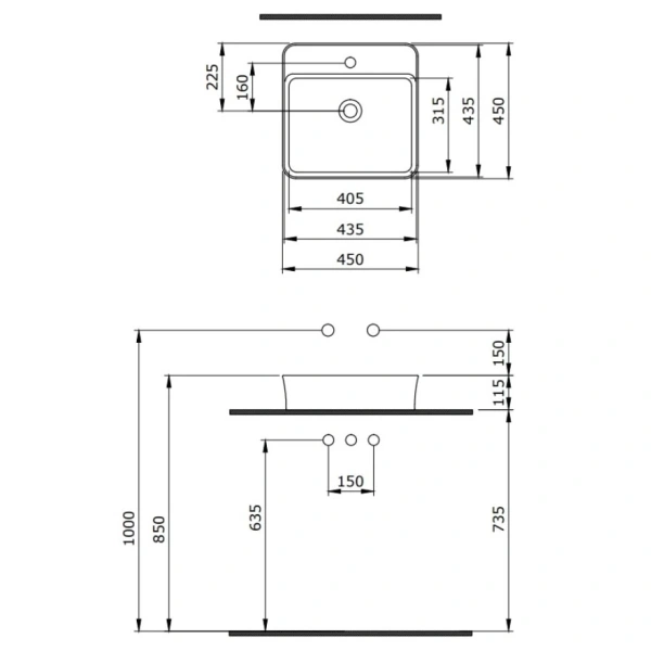 Раковина 45x45 см Berges Ego SL 182074