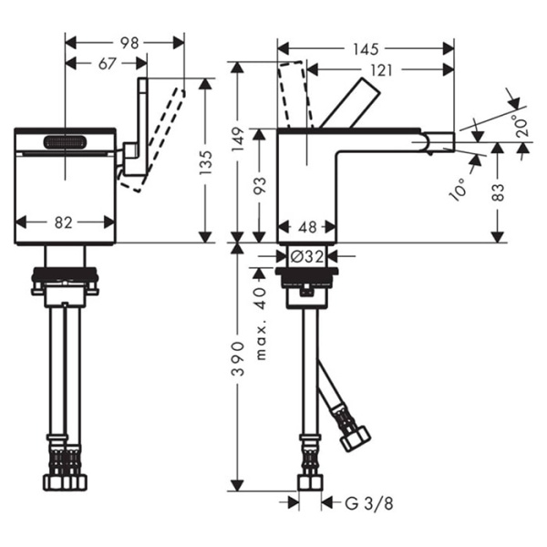 Смеситель для биде Axor MyEdition 47210600 хром/черное стекло