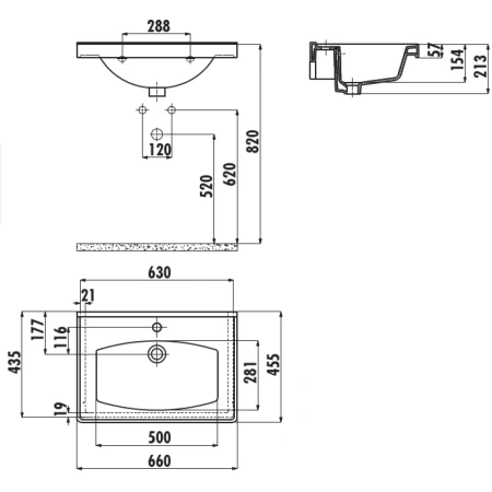 Раковина 66x45,5 см Creavit Sera TF165-00CB00E-0000
