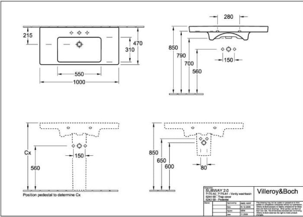 Раковина Villeroy&Boch Subway 2.0 7175A001