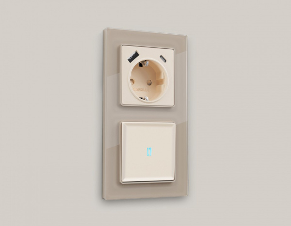 Выключатель одноклавишный с подсветкой без рамки Ambrella Volt Quant MA322020