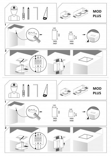 Встраиваемый светильник Nowodvorski Mod Plus 9404
