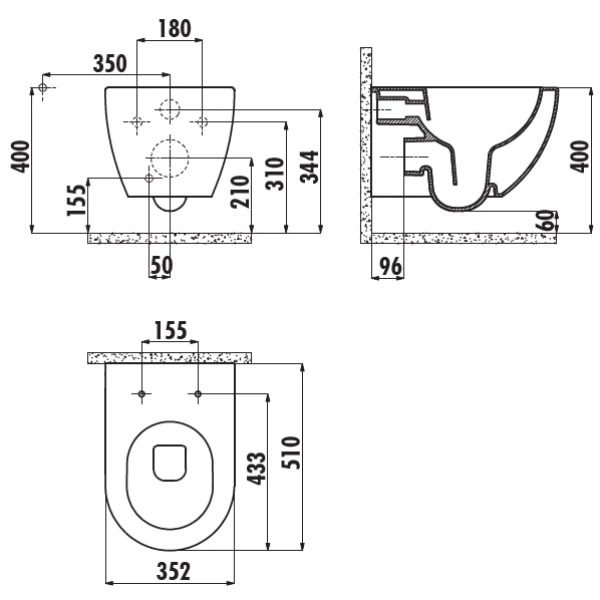 Унитаз подвесной Creavit Free FE322-00CB00E-0000 безободковый, с функцией биде, белый