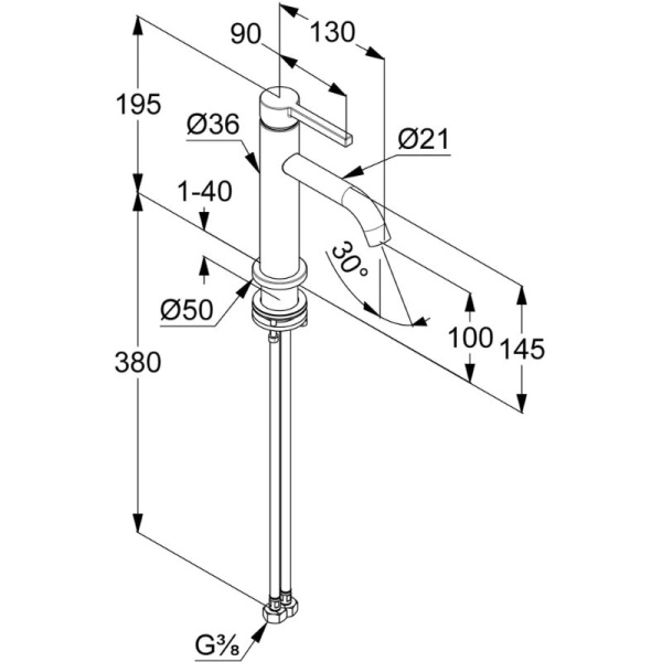 Смеситель для раковины Kludi Nova Fonte 200263915 черный матовый