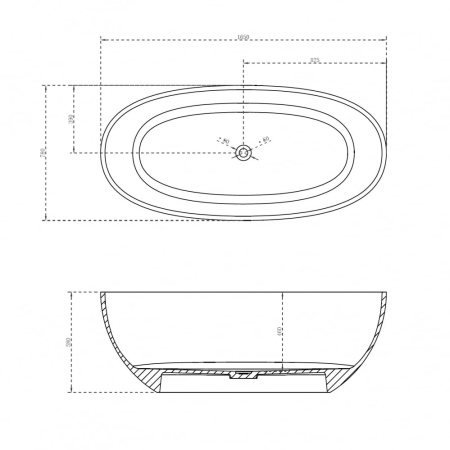Прозрачная ванна Abber Kristall 165x78 AT9701Onyx черная