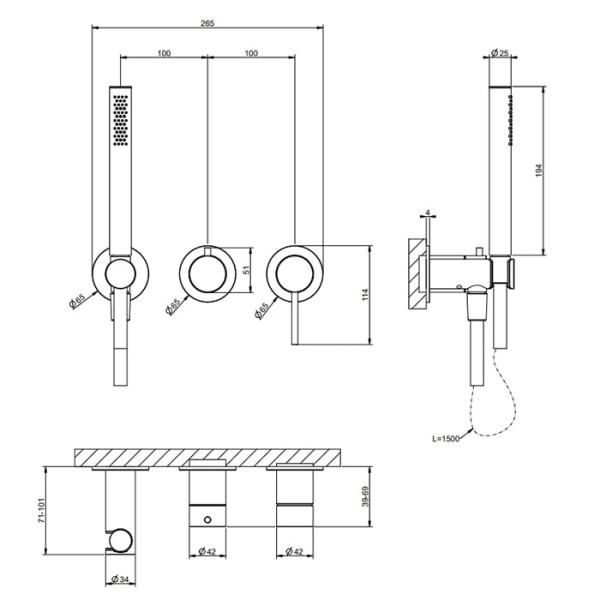 Смеситель для душа Gessi 316 54039#299 черный