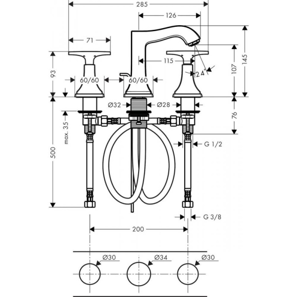 Смеситель для раковины hansgrohe Metropol Classic 31306090