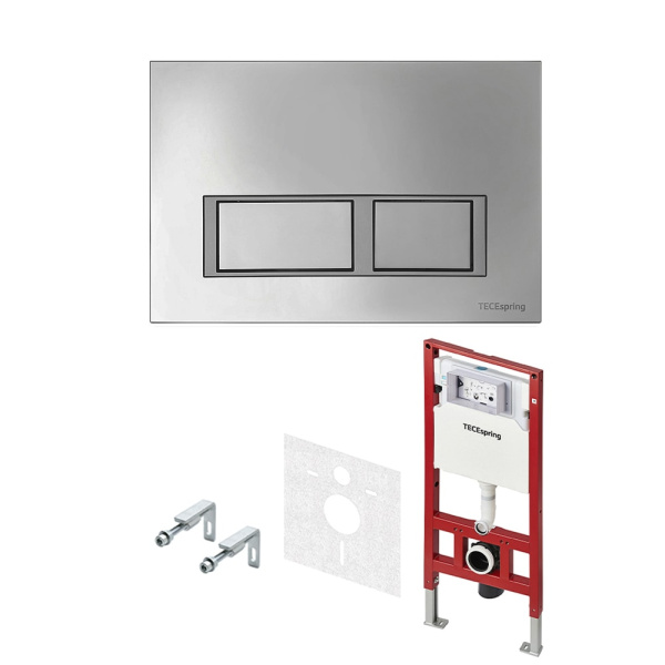 Комплект унитаза с инсталляцией Tece TECEspring S K401201WCS с клавишей смыва хром