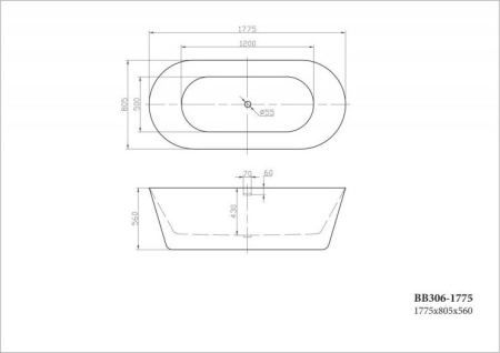 Акриловая ванна BelBagno 178х81 BB306-1775