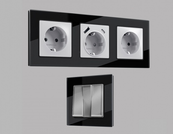 Рамка на 4 поста Ambrella Volt Platos Стекло натуральное AF380804