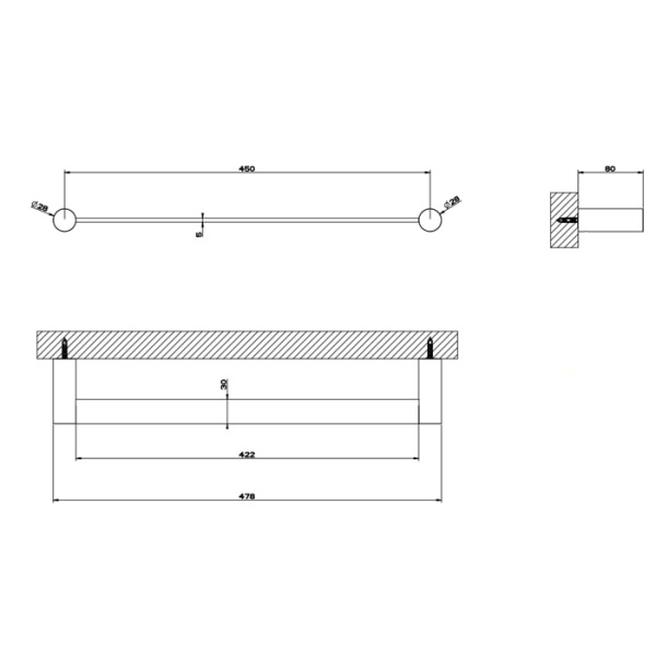 Полотенцедержатель Gessi 316 45 см 54800#239 полированная сталь