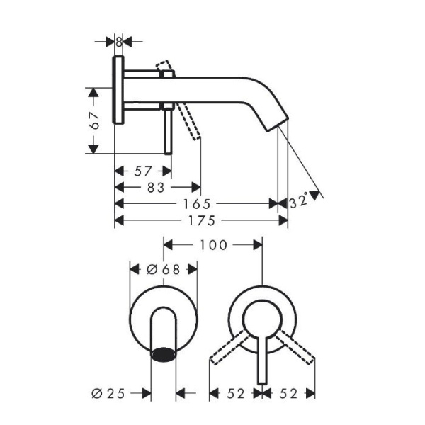 Смеситель для раковины hansgrohe Tecturis S 73350670 с донным клапаном черный матовый