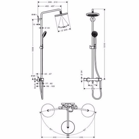 Душевая система hansgrohe Croma 220 Showerpipe 27185000