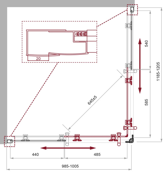Душевой уголок BelBagno Uno-195 UNO-195-AH-2-120/100-C-Cr