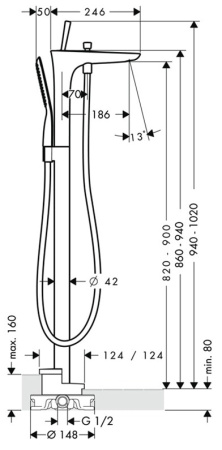 Смеситель для ванны hansgrohe PuraVida 15473400