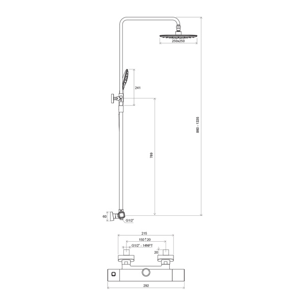 Душевая стойка Ravak 10° X070103