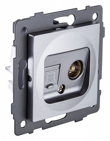 ТВ-розетка и розетка Ethernet RJ-45 без рамки Kollinger  REA-021GY