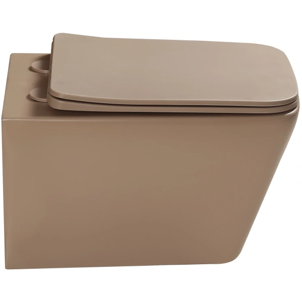 Унитаз подвесной SantiLine SL-5007KH безободковый, с сиденьем микролифт, коричневый матовый