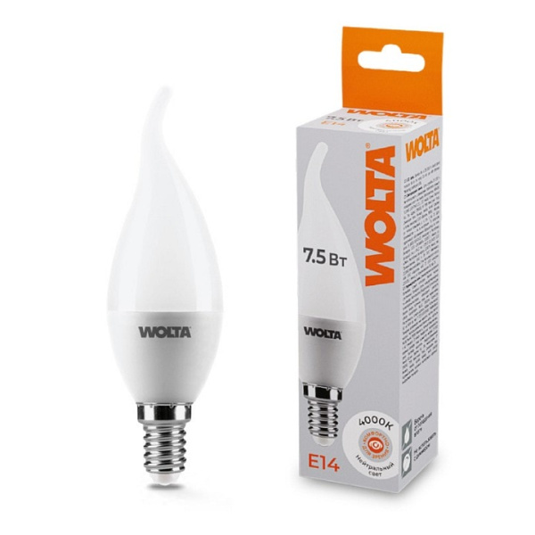 Лампа светодиодная Wolta E14 7.5Вт 4000K 25SCD7.5E14