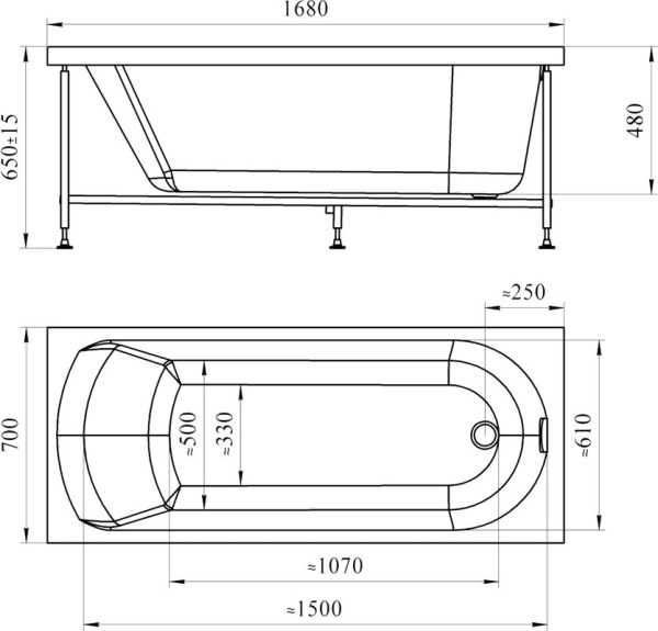 Акриловая ванна Радомир Николь 168х70 2-01-0-0-1-240Р белый