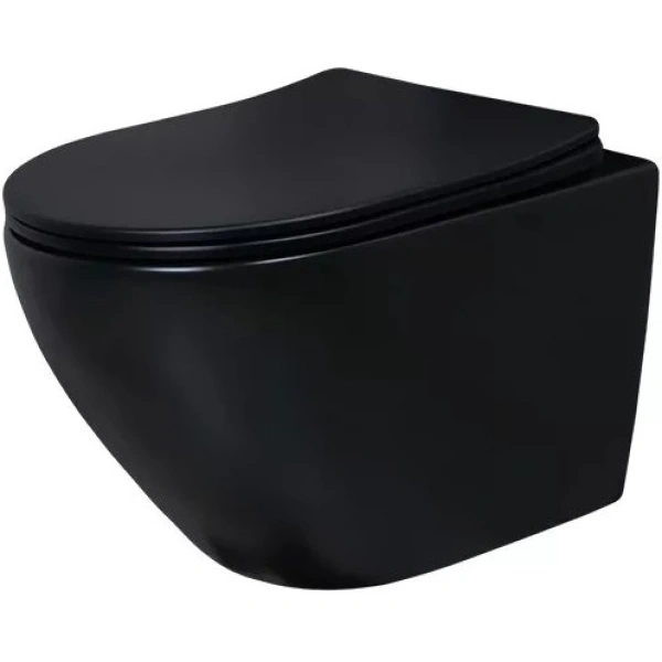Унитаз подвесной GID Bm2198 безободковый, с сиденьем микролифт, черный матовый