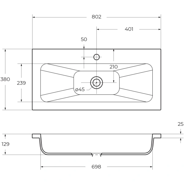 Раковина 80,2x38 см BelBagno Etna BB800/380-LV-MR-ETN