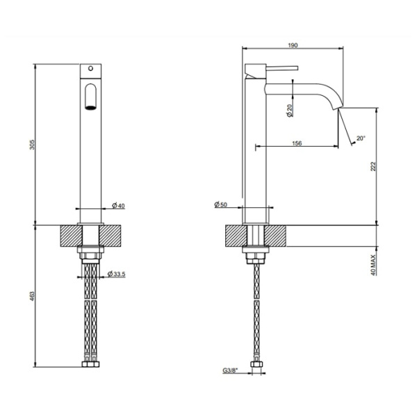 Смеситель для раковины Gessi Flessa 54006#299 черный матовый