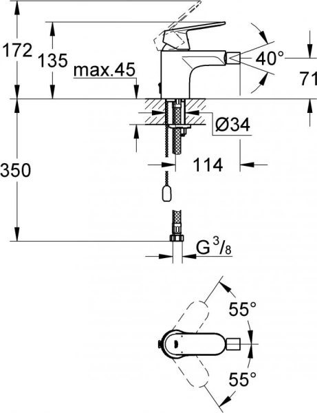 Смеситель Grohe Eurosmart Cosmopolitan 32840000 для биде
